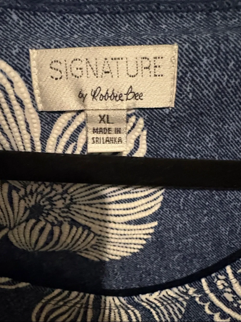 Signature by Robbie Bee Denim Blue and White Paisley Midi Dress